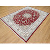 Fine Oriental Wool & Silk Hand Knotted Rug Red White 7.10X10.3 -O090854