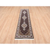 Fine Oriental Wool Hand Knotted Rug Black Ivory 2.7X10.0 -O062503