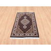 Fine Oriental Wool Hand Knotted Rug Black Ivory 3.2X5.4 -O062491