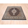 Fine Oriental Wool Hand Knotted Rug Black Ivory 6.0X6.1 -O062550