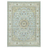 Fine Oriental Wool Hand Knotted Rug Blue Ivory 11.6X15.6 -O090608
