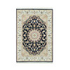 Fine Oriental Wool Hand Knotted Rug Blue Ivory 4.3X6.3 -O090619