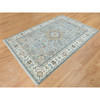 Fine Oriental Wool Hand Knotted Rug Blue Ivory 5.10X9.1 -O065299