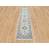 Fine Oriental Wool Hand Knotted Rug Ivory Blue 2.8X13.0 -O090028