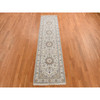 Fine Oriental Wool Hand Knotted Rug Ivory Ivory 2.9X10.2 -O078205
