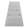 Hand-Loomed Wool & Silk Hand Loomed Rug Grey Gray 2.5X6.0 -O087324