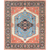 Heriz Wool Hand Knotted Rug Orange Navy Blue 8.0X9.6 -O082676