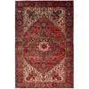 Heriz Wool Hand Knotted Rug Red Black 7.10X11.10 -O086120