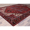 Heriz Wool Hand Knotted Rug Red Black 8.9X10.10 -O0184