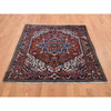 Heriz Wool Hand Knotted Rug Red Blue 4.9X5.10 -O087915