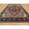 Heriz Wool Hand Knotted Rug Red Navy Blue 13.9X16.2 -O090744