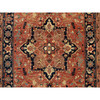 Heriz Wool Hand Knotted Rug Red Navy Blue 2.7X12.0 -O064250