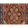 Heriz Wool Hand Knotted Rug Red Navy Blue 4.0X10.1 -O065463