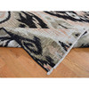 Ikat And Suzani Design Wool Hand Knotted Rug Black No Border 9.1X13.0 -O087513