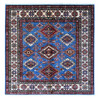 Kazak Wool Hand Knotted Rug Blue Ivory 5.11X5.11 -O089213