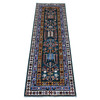 Kazak Wool Hand Knotted Rug Green Blue 1.11X5.8 -O089437