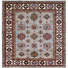 Kazak Wool Hand Knotted Rug Grey Ivory 5.11X6.2 -O086891