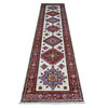 Kazak Wool Hand Knotted Rug Ivory Red 2.7X10.7 -O089561