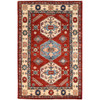 Kazak Wool Hand Knotted Rug Red Ivory 3.11X5.11 -O086321