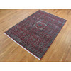 Mamluk Worn Wool Hand Knotted Rug Red Ivory 6.1X9.0 -O087012