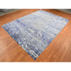 Modern and Contemporary Sari Silk Hand Knotted Rug Blue No Border 9.0X12.2 -O087118