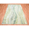 Modern and Contemporary Silk Hand Knotted Rug Green No Border 5.1X7.3 -O075477