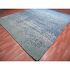 Modern and Contemporary Wool & Pure Silk Hand Knotted Rug Blue No Border 12.0X15.0 -O075101