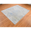 Modern and Contemporary Wool & Pure Silk Hand Knotted Rug Ivory No Border 8.0X10.6 -O080830