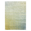 Modern and Contemporary Wool & Pure Silk Hand Knotted Rug Yellow No Border 8.11X12.2 -O075509