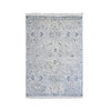 Modern and Contemporary Wool & Silk Hand Knotted Rug Blue Ivory 4.0X6.0 -O059750
