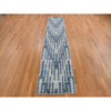 Modern and Contemporary Wool & Silk Hand Knotted Rug Blue No Border 2.6X12.3 -O078096
