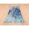 Modern and Contemporary Wool & Silk Hand Knotted Rug Blue No Border 3.10X11.8 -O062650