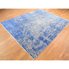 Modern and Contemporary Wool & Silk Hand Knotted Rug Blue No Border 8.1X9.10 -O080379
