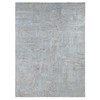 Modern and Contemporary Wool & Silk Hand Knotted Rug Blue No Border 8.9X12.0 -O087103