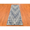 Modern and Contemporary Wool & Silk Hand Knotted Rug Blue Not Border 2.6X10.3 -O066584