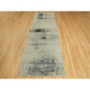 Modern and Contemporary Wool & Silk Hand Knotted Rug Grey No Border 4.0X10.0 -O058880
