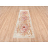 Modern and Contemporary Wool & Silk Hand Knotted Rug Pink No Border 2.7X9.9 -O063464