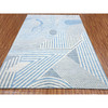 Modern and Contemporary Wool Hand Knotted Rug Blue No Border 9.0X12.0 -O079293