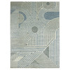 Modern and Contemporary Wool Hand Knotted Rug Blue No Border 9.1X12.1 -O079411