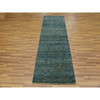 Modern and Contemporary Wool Hand Knotted Rug Green No Border 2.6X8.0 -O079670