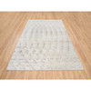 Modern and Contemporary Wool Hand Knotted Rug Ivory No Border 6.0X9.0 -O063375