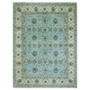 Oushak And Peshawar Wool Hand Knotted Rug Blue Beige 8.11X12.0 -O076042