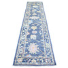 Oushak And Peshawar Wool Hand Knotted Rug Blue Blue 2.10X11.10 -O074108