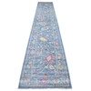 Oushak And Peshawar Wool Hand Knotted Rug Blue Blue 2.9X15.3 -O089351