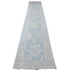 Oushak And Peshawar Wool Hand Knotted Rug Blue Gray 2.10X15.5 -O089007