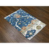 Oushak And Peshawar Wool Hand Knotted Rug Blue Ivory 2.0X3.0 -O084972