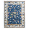Oushak And Peshawar Wool Hand Knotted Rug Blue Ivory 9.0X11.10 -O084956