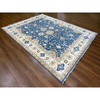 Oushak And Peshawar Wool Hand Knotted Rug Blue Ivory 9.0X11.10 -O084956