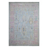 Oushak And Peshawar Wool Hand Knotted Rug Blue Pink 6.4X9.2 -O088803
