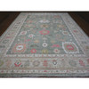 Oushak And Peshawar Wool Hand Knotted Rug Green Gray 12.2X14.5 -O088775